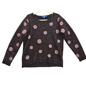 Whimsigoth Black Sparkle Dot Sweater‎ XL Long Sleeve Crew Neck Pullover #444